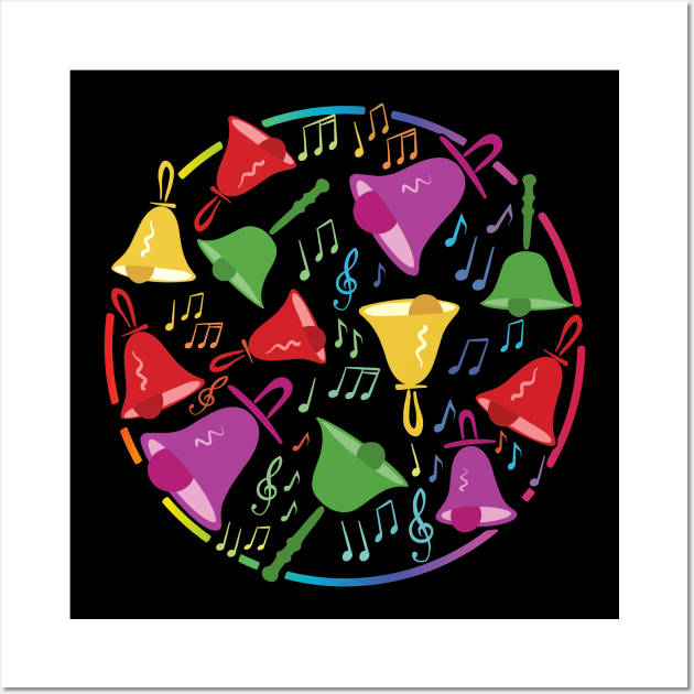 Handbell Melody of Colors: A Circle of Bells And Music Notes Wall Art by SubtleSplit